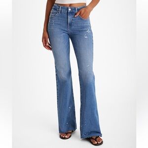 NEW Express 70s flare Splatter Paint mid rise Size M (6/8/10) Regular length